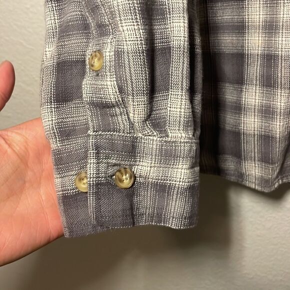 Duluth Trading Mens Shirt Medium Long Sleeve grey/white plaid 100% Cotton - Picture 4 of 8